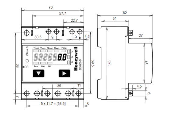 Liczniki energii elektrycznej trójfazowe EEM400-D 65A 2-taryfowe LCD TREND