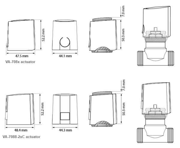 Siłownik do zaworów strefowych VA-7080 JOHNSON CONTROLS (VA-7080-23, VA-7088-23, VA-7081-23, VA-7088-21)