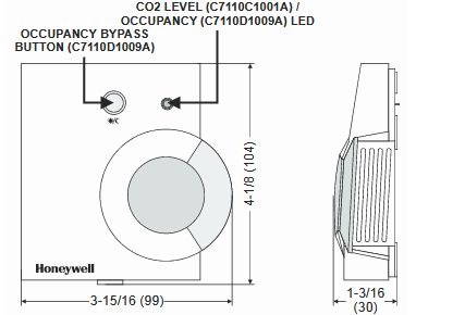 Pomieszczeniowy czujnik temperatury i stężenia CO² C7110 HONEYWELL