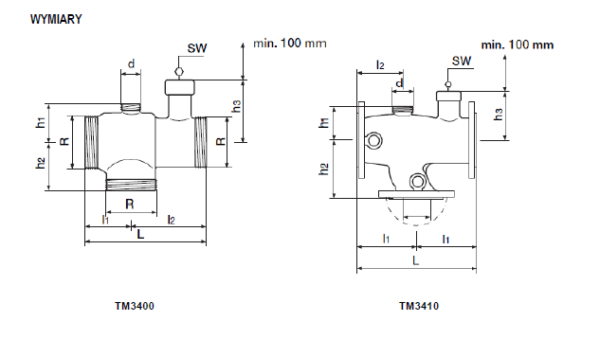 Termostatyczne zawory mieszające TM3400 i TM3410 HONEYWELL