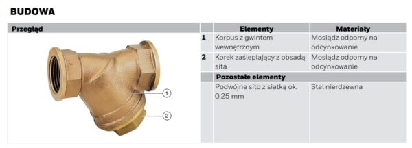Filtr skośny z czerwonego brazu FY32 Resideo Braukmann