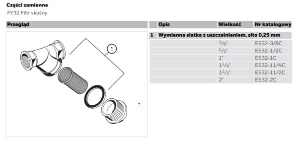 Filtr skośny z czerwonego brazu FY32 Resideo Braukmann